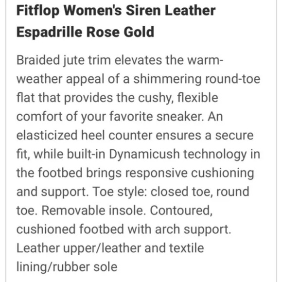 FitFlop Womens Siren Espadrilles Rose Gold Metallic W/Dynamicush Sz 6 Superb! - Picture 14 of 14